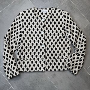 Donna Ricco Collection silk black & white jacket geometric blazer Women’s Sz 10